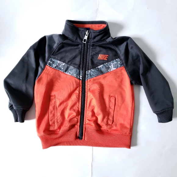 12M NIKE Track Jacket Sweater Gray & Orange - Picture 1 of 3